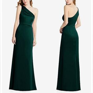 NWT LOVELY SHIRRED ONE-SHOULDER SATIN TRUMPET DRESS plus size 24